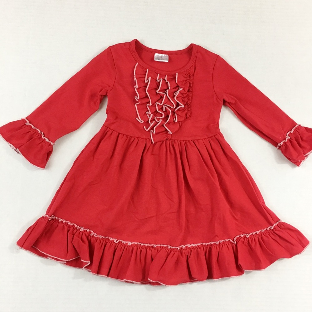 Solid Red Dress With White Stitching